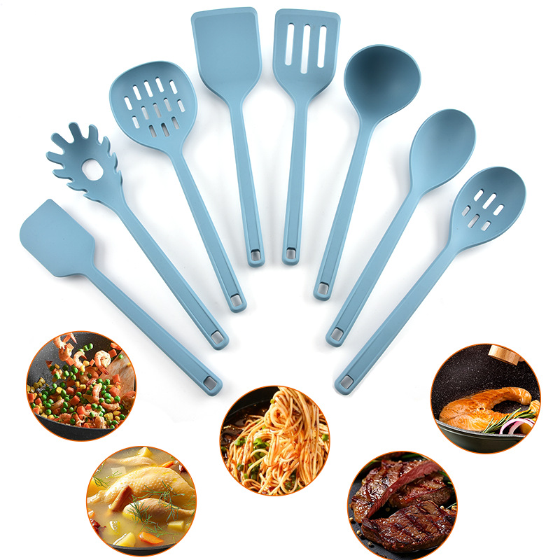New household silicone cooking spatula spoon set frying spatula soup spoon kitchen silicone cookware 8-piece set