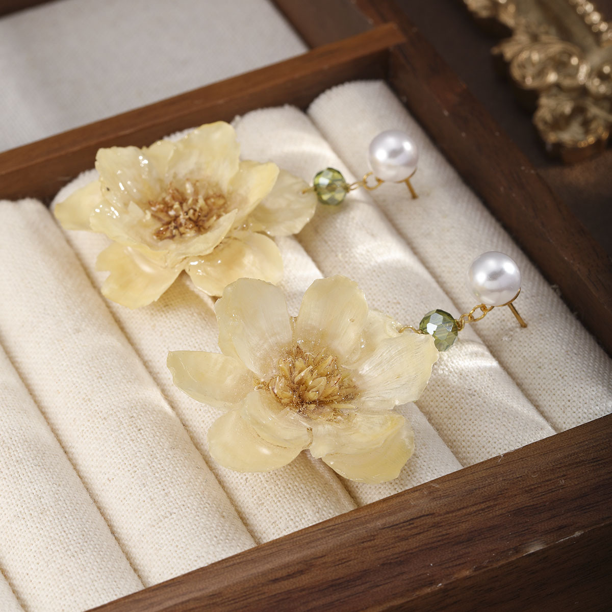 NALA New Chinese Style Flower Earrings Pearl Resin Earrings Niche Earrings