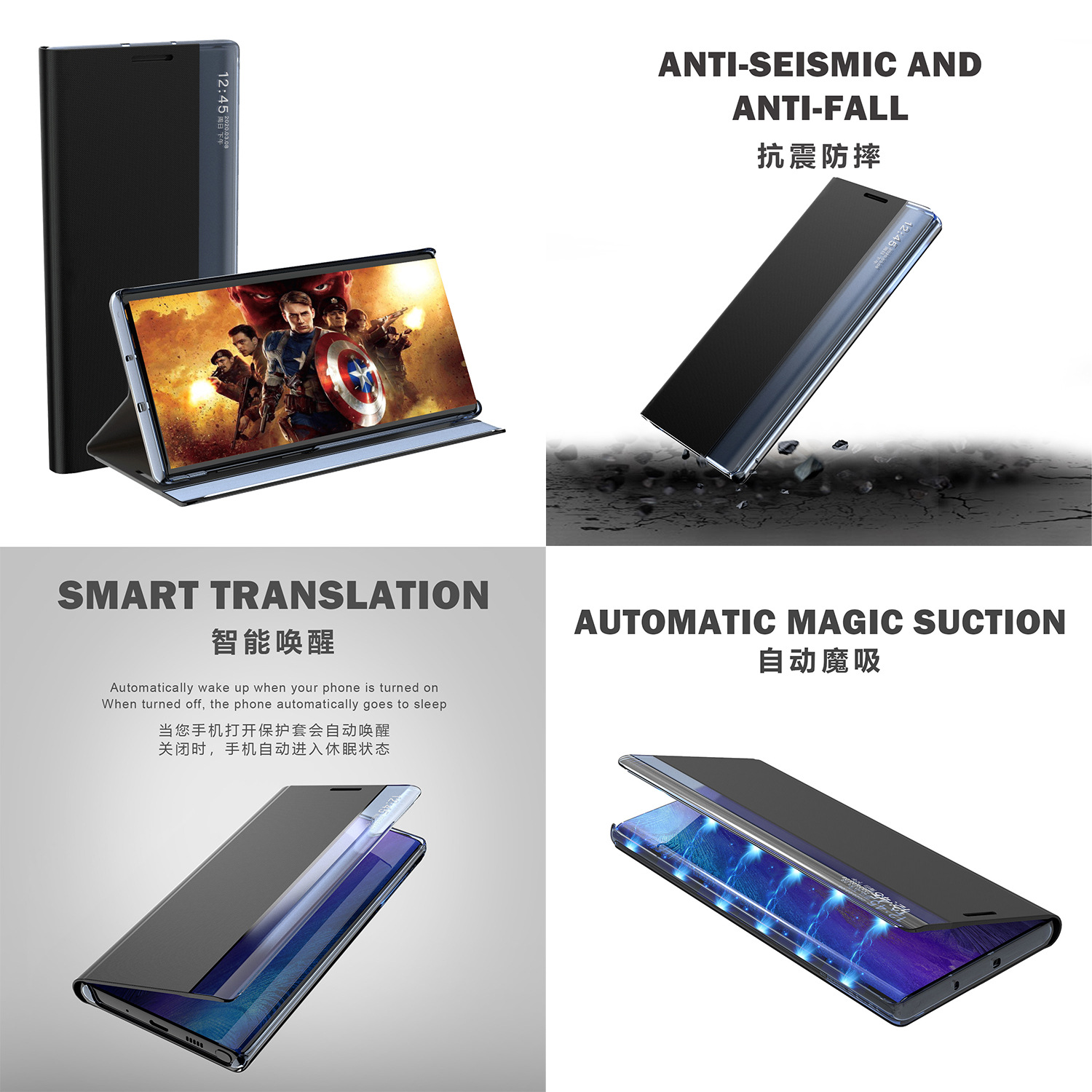 For Samsung S25Ultra View Window Bracket Phone Case S26Ultra Flip Smart Leather Case Full Coverage Protection