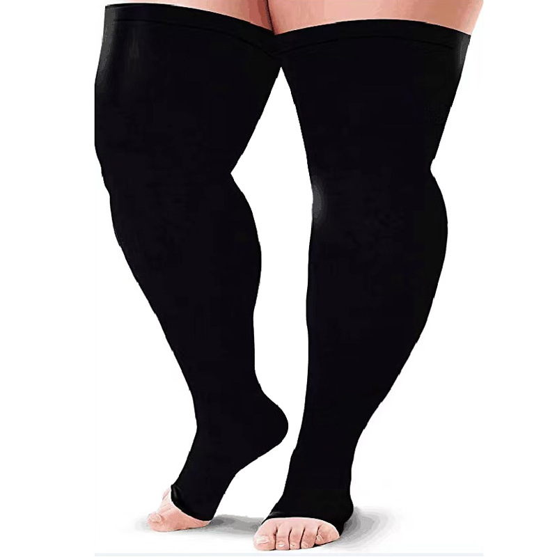 Plus size pressure stockings for fat people, spring and autumn new compression elastic nylon thigh stockings, sports compression stockings