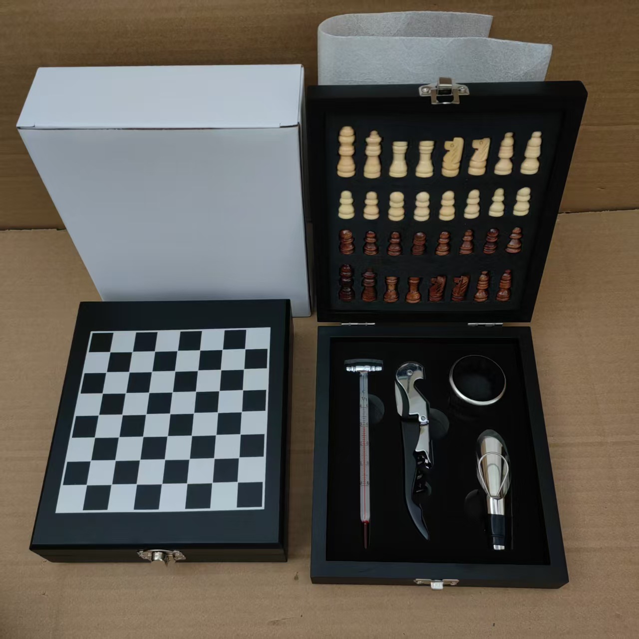Red Wine Tool Set Red Wine Opener Wine Stopper Wine Pourer Wine Ring Gift Box Wooden Box Wine Packaging