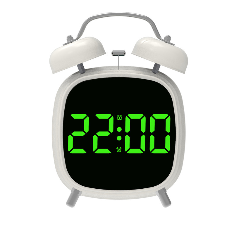 High Volume Metal Bell Alarm Clock LED Clock Wake-up Difficult Multifunctional Clock GH8032 Bell Clock