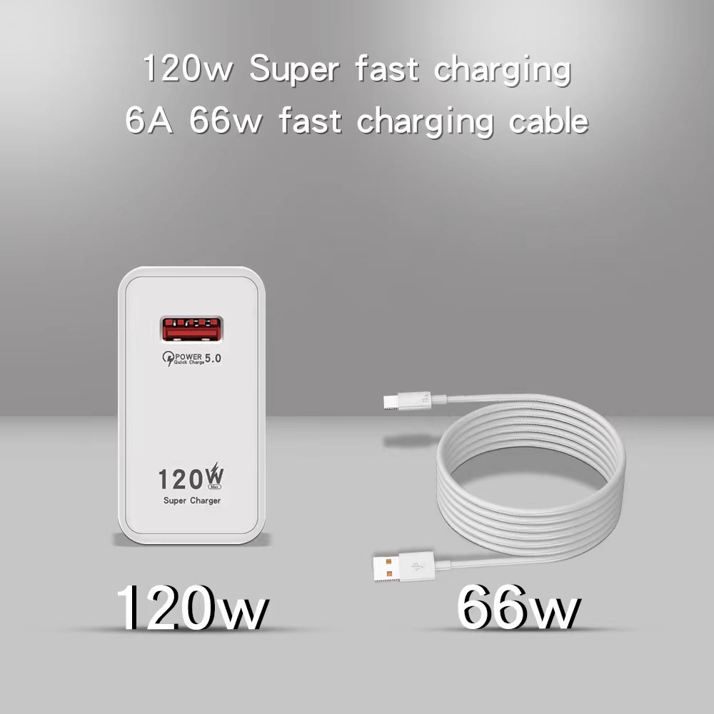 120W Fast Charger UK Plug for Xiaomi Huawei Super Fast Charging Charger Head Set