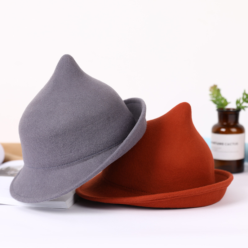 Magic Hat Wizard Hat Felt Hat Halloween Stage Costume Rolled Brim Wool Witch Hat 54-57cm