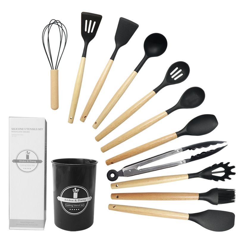 Silicone Kitchenware 12-Piece Set Non-Stick Silicone Spatula Food Grade Silicone Spatula Soup Spoon Set