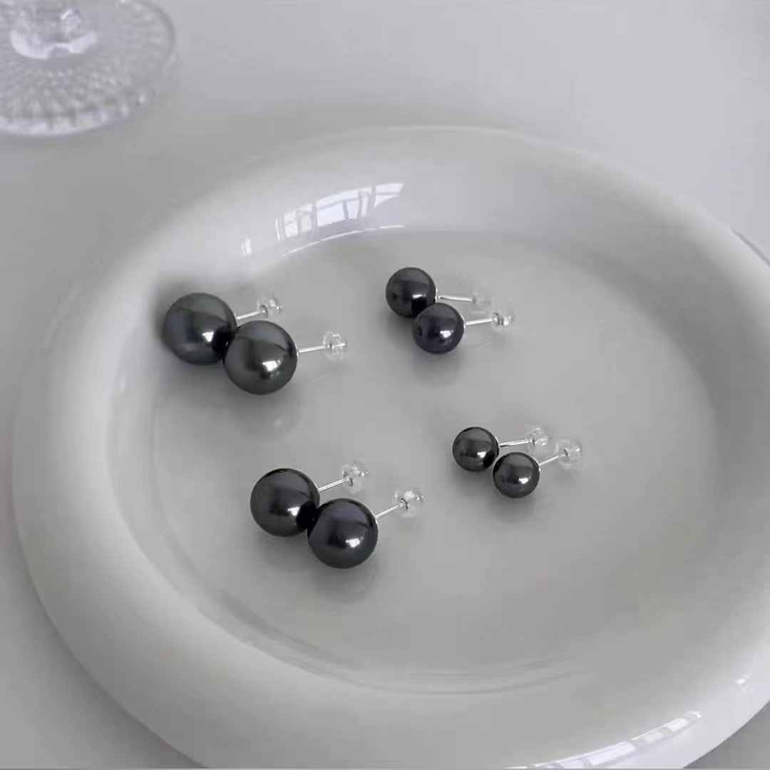 Yuanyou fever Shijia strong light single round perfect simple pearl earring earrings women