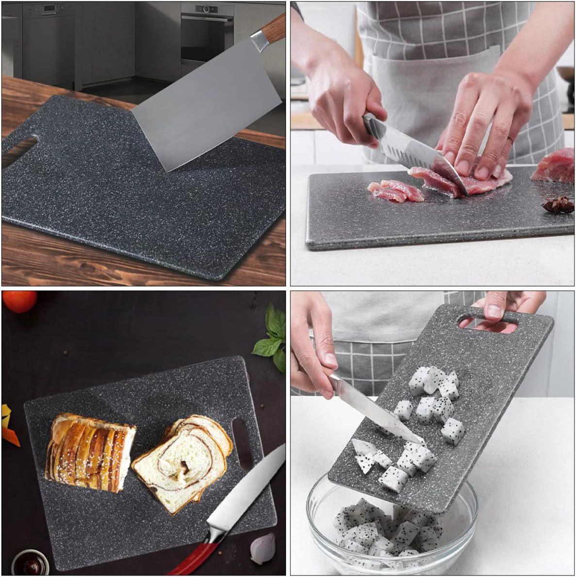 Marble-like Cutting Board PP Plastic Chopping Board Kitchen Three-Piece Set Classified Double-Sided Cutting Board