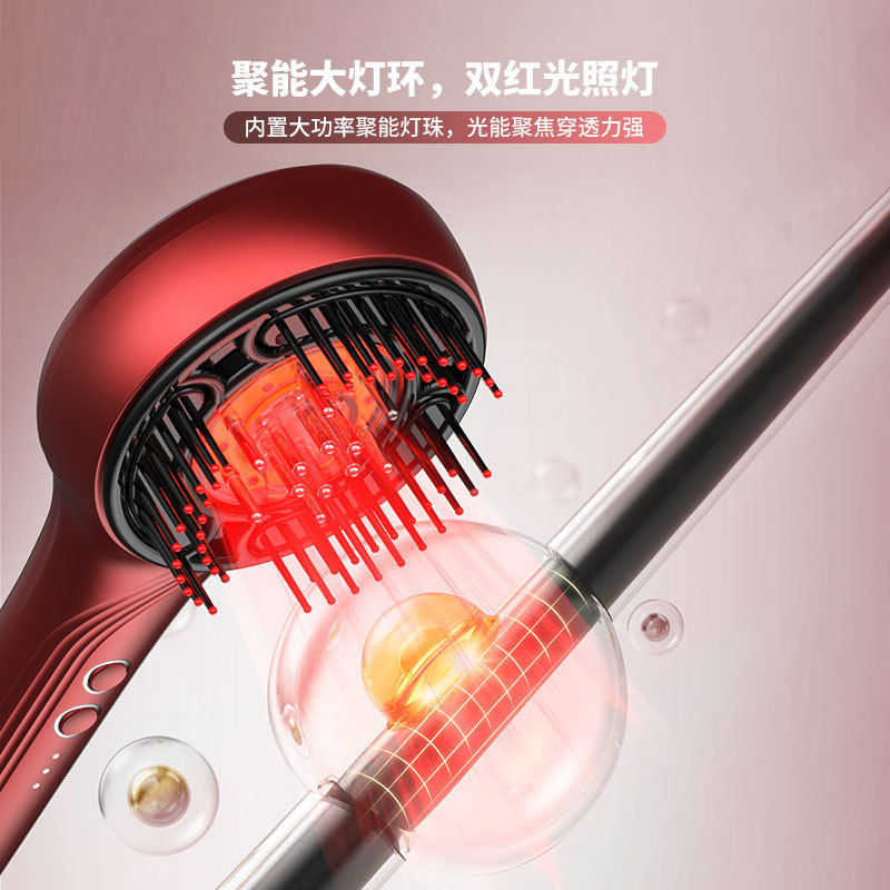Red Light EMS Current Comb Conduction Comb Electric Massage Comb Scalp Applicator Head Massage Instrument Vibration
