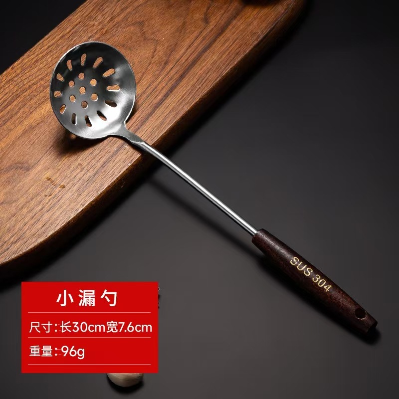304 stainless steel spatula, thickened wooden handle kitchen tool set, kitchen utensils, cooking spoon, spatula, soup spoon, colander, frying spatula
