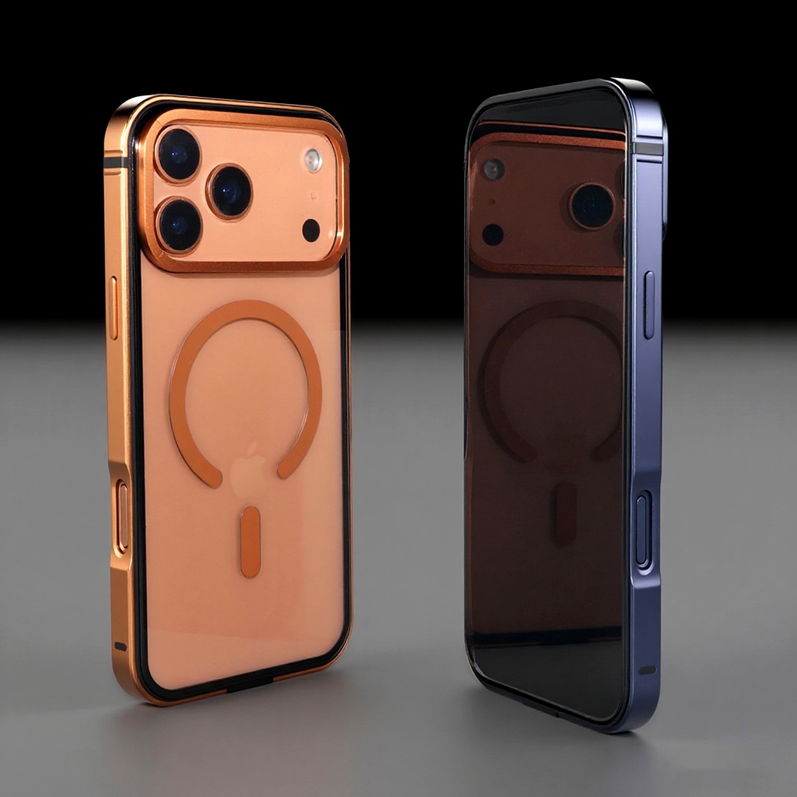 Magnetic Phone Case for iPhone 17 Pro Max Transparent Case with Metal Frame Anti-drop