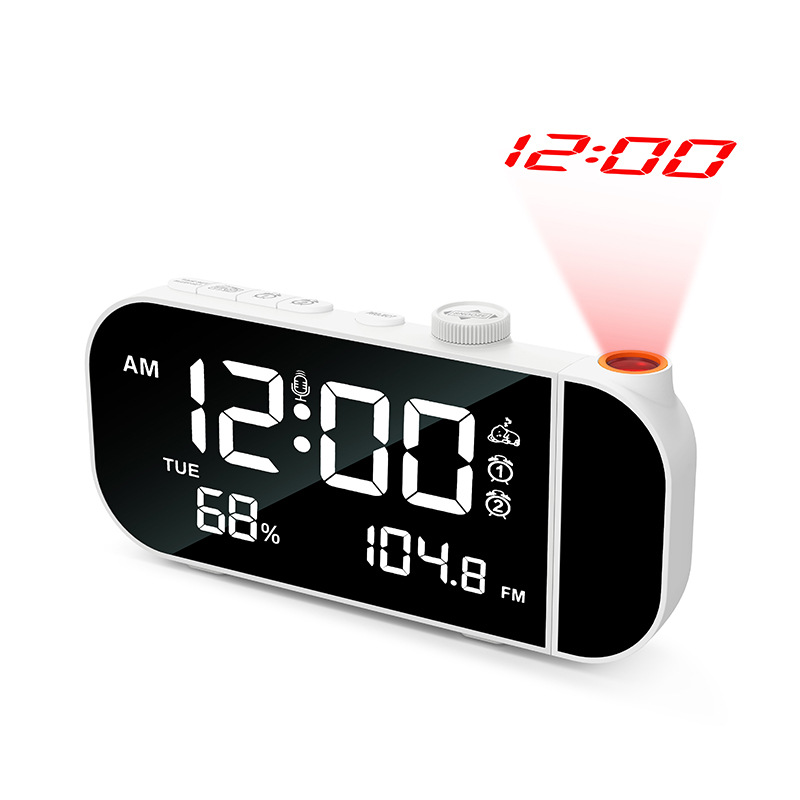 New Electronic Alarm Clock with Projection, Bedside Lighting, FM Radio, Digital Projection Clock