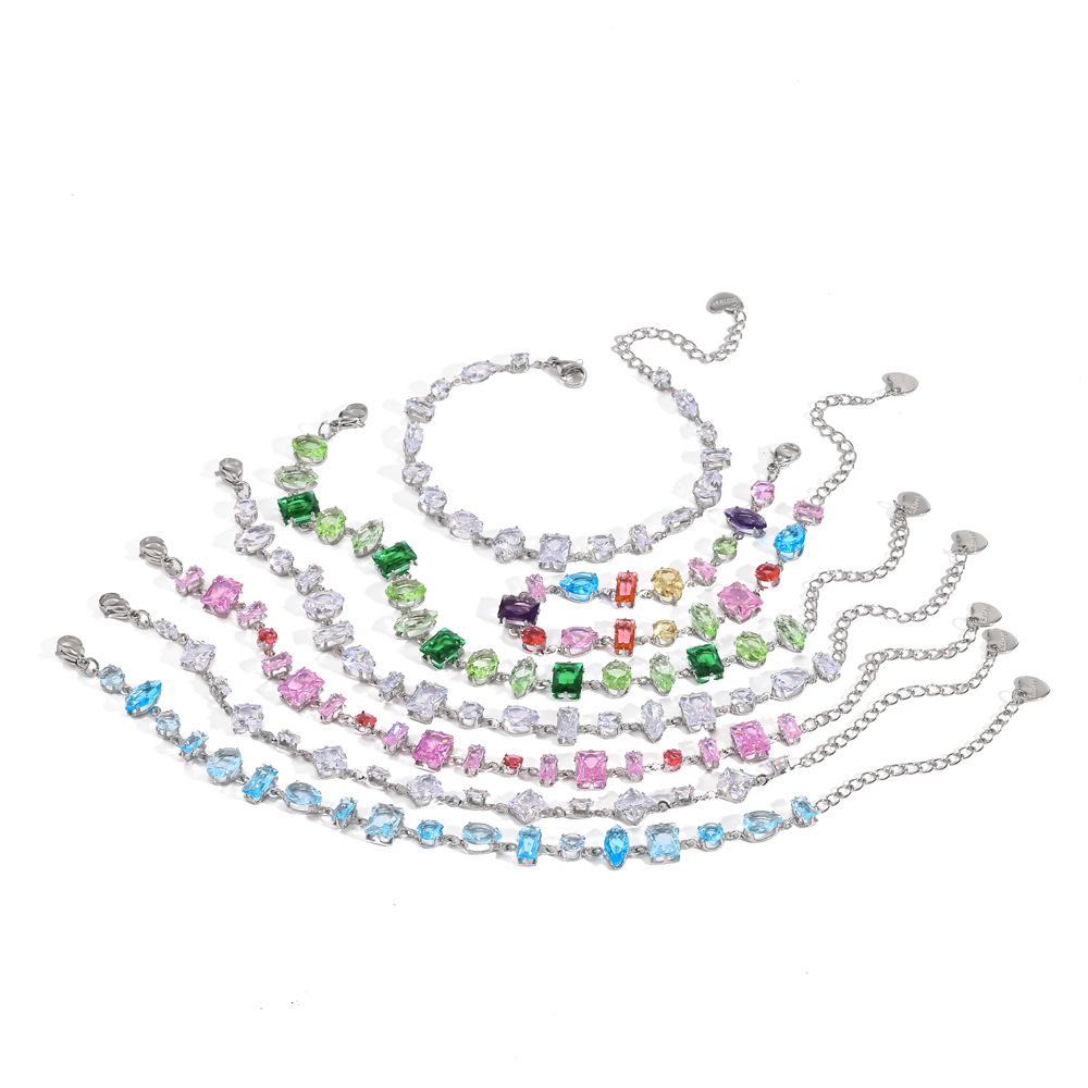 Ding Duo crystal bracelet dopamine colorful bangle stainless steel bracelet