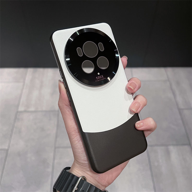 For Honor Magic6 Phone Case Stitched Vegan Leather Full Coverage Lens Film Anti-Drop Case Magic5pro Protective Case
