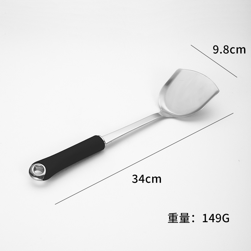 Stainless Steel Soup Spoon Slotted Spoon Kitchen Utensil Set Wok Spatula Oil Separating Spoon Ice Cream Spoon Egg Beater Stir-fry Spoon High Temperature Resistant