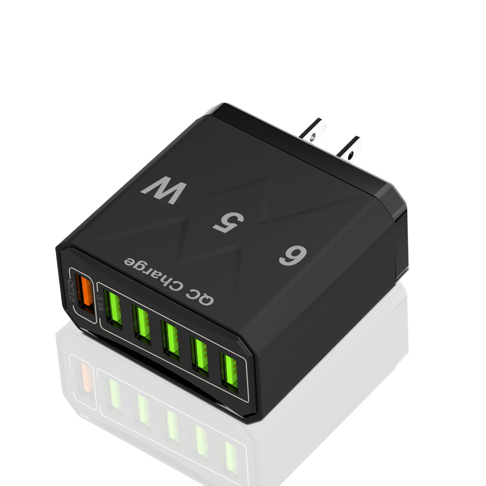 Standard 65W 6USB QC3.0 Fast Phone Charger Multi-Port Charging Head UK KR Plug