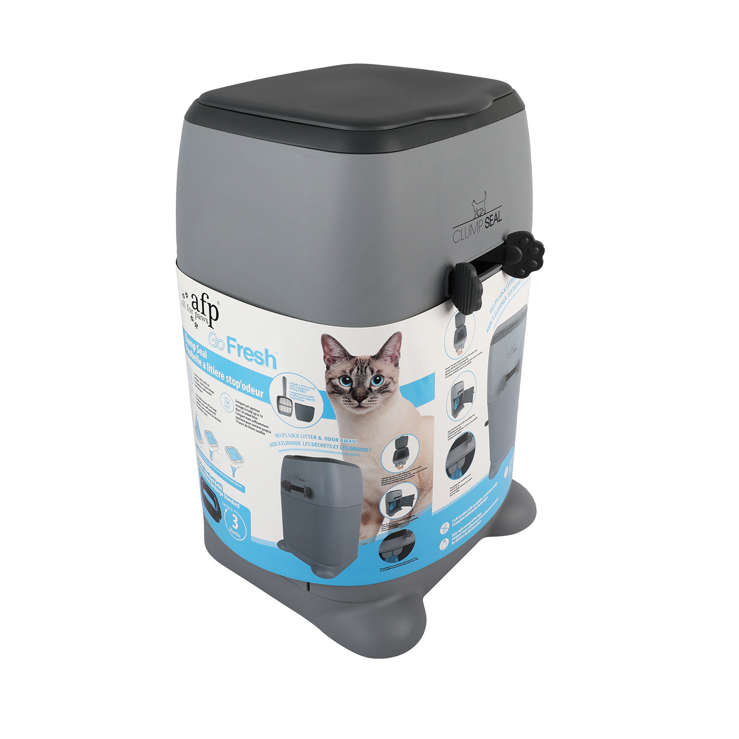 AFP Large Capacity Enclosed Deodorizing Cat Litter Trash Can Cat Poop Scoop Convenient Bag Change Trash Can Pet Supplies