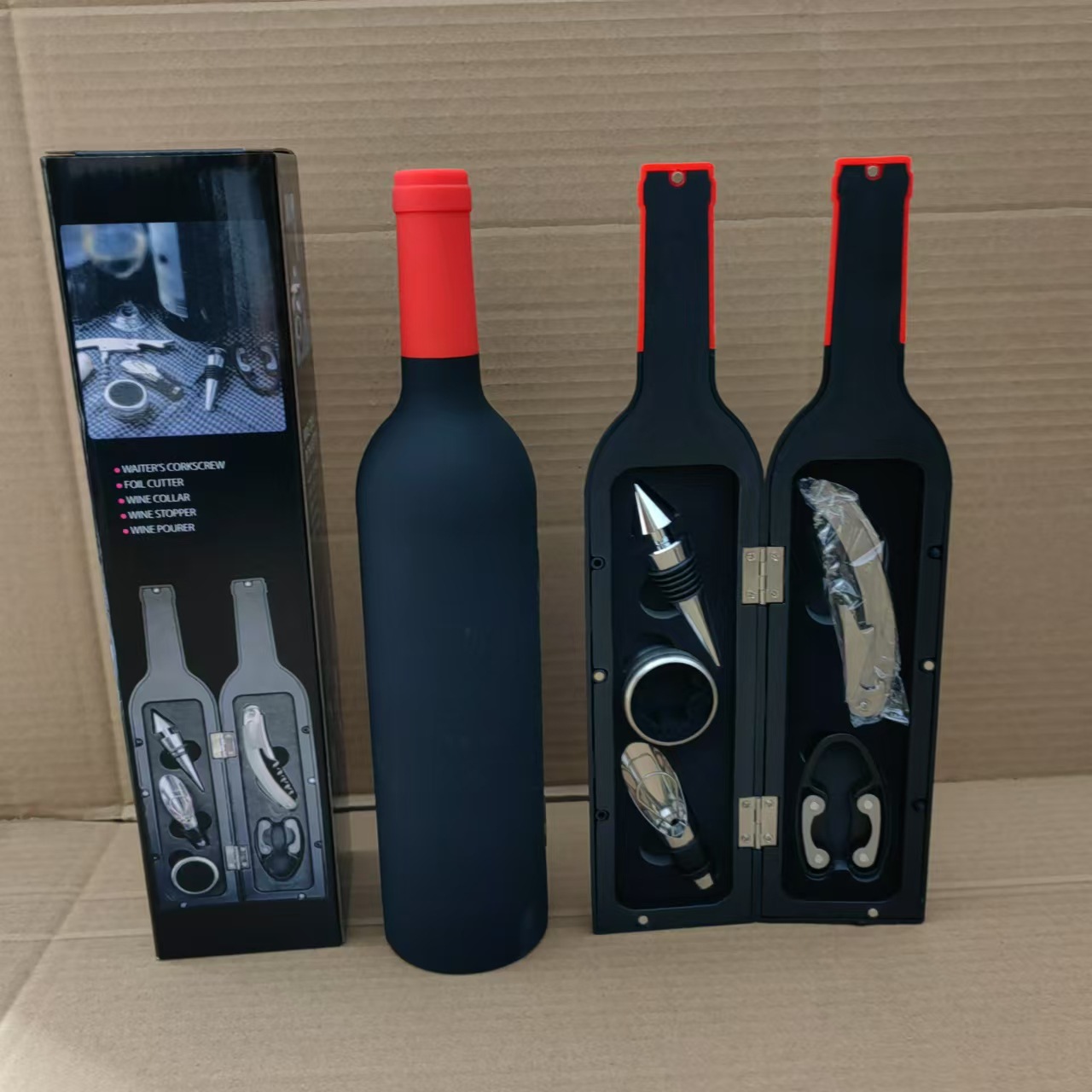 Red Wine Tool Red Head Matte Bright Large Wine Bottle Five-Piece Set Red Wine Tool Box Opener Wine