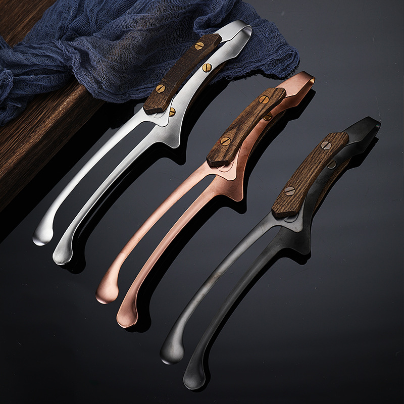 304 outdoor barbecue tongs stove tea camping grill steak tongs food tongs public tongs wooden handle original style