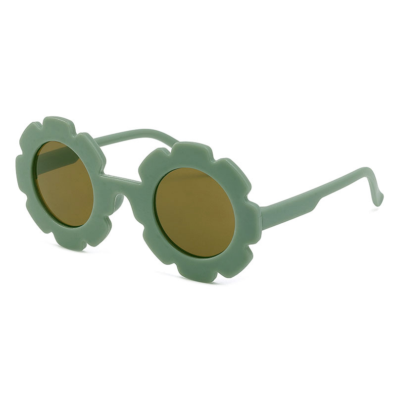 New children's sunglasses, cute sunflower round frame frosted frame children's glasses, sun protection, children's sunglasses