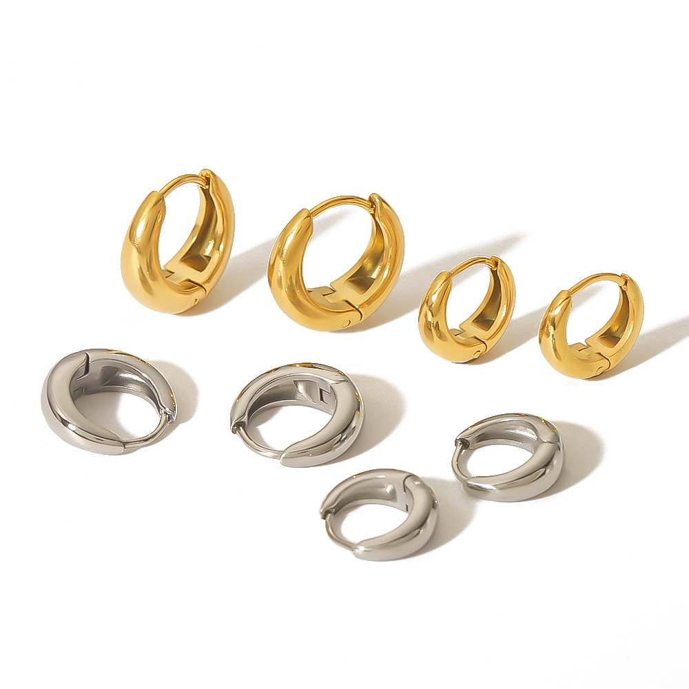 Titanium steel ear buckle 18k gold u-shaped small simple ear stud earrings