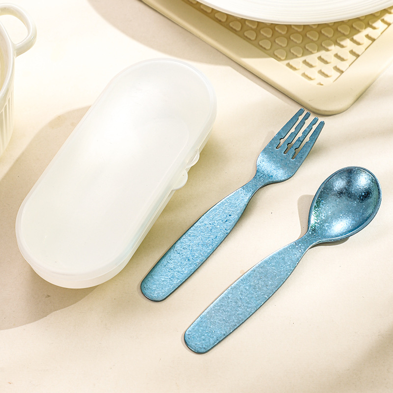 Children's spoon fork pure titanium storage feeding spoon household cute baby cutlery set soup spoon pure titanium small spoon