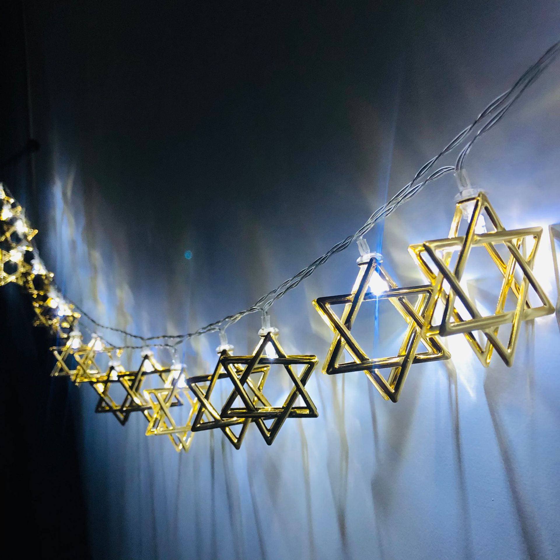 LED Hanukkah Light String, Menorah Star of David Light String, Hexagram Star of David Light String, Christmas