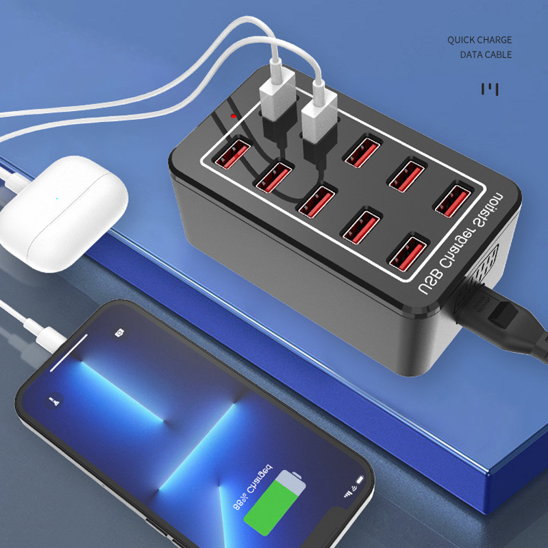 10 USB Charger 50W 5V1A 2.4A Current Output Smart IC Recognition Mobile Phone Multi-Port Charger