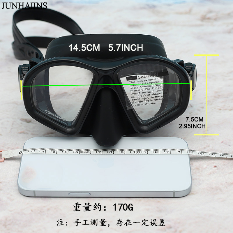 JUNHAIINS low-volume free diving mask tempered glass snorkeling mask with bracket diving goggles
