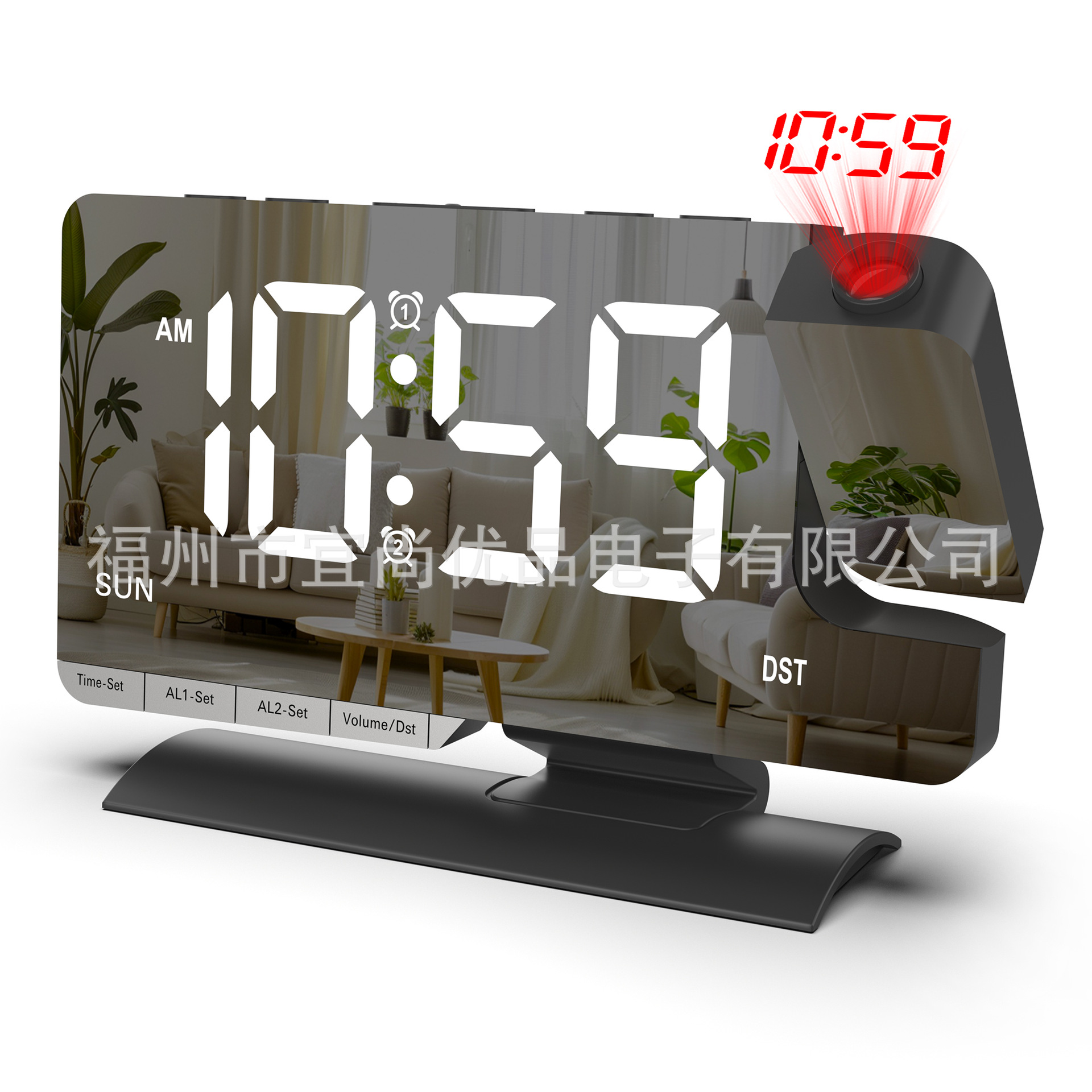 2026 New Large Screen LED Projection Clock Daylight Saving Time Desktop Electronic Clock Week Workday Dual Alarm Clock