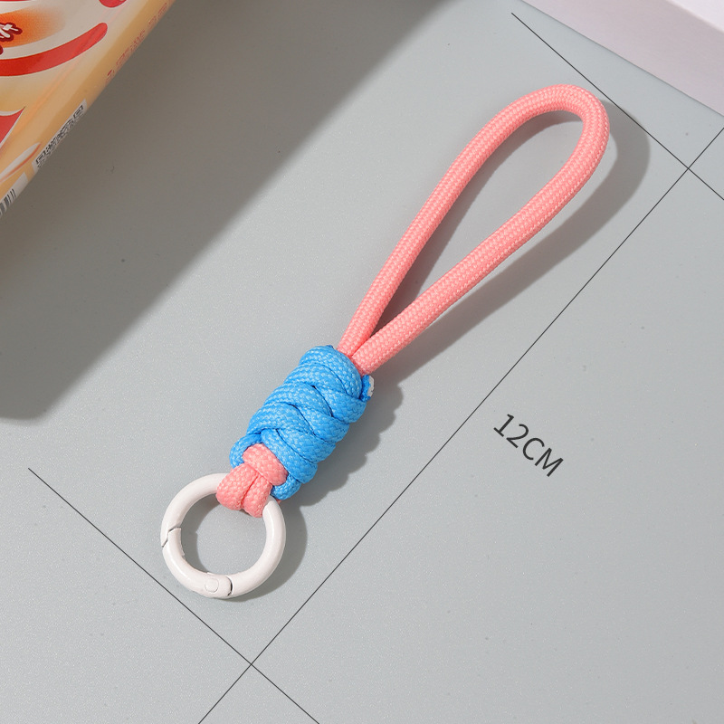 Color-block knot short woven phone lanyard keychain detachable anti-loss hanging rope 12CM