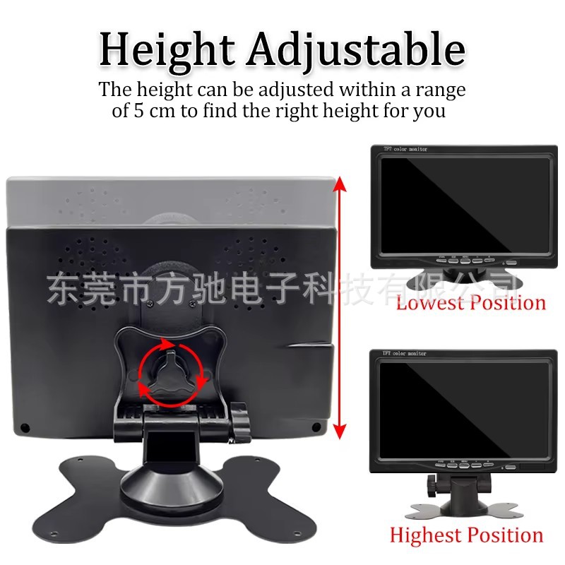 7 inch HD IPS monitor car vehicle display screen AHD security home monitoring monitor 12v24v