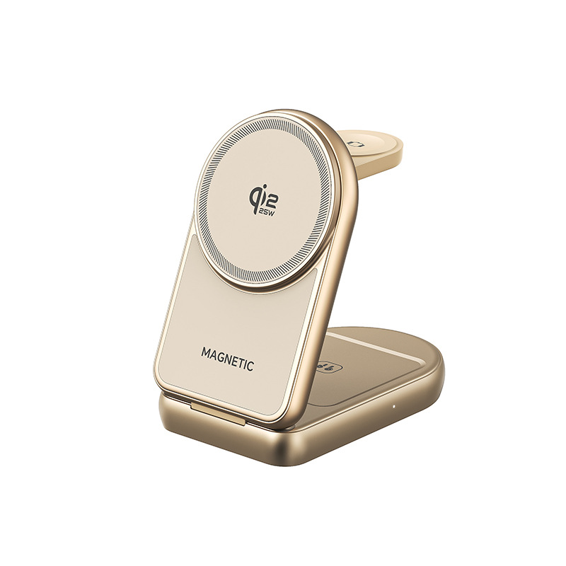 New 25W Fast Charge Qi2.2 Magnetic Foldable 3-in-1 Wireless Charger Desktop Phone Holder Wireless Charger