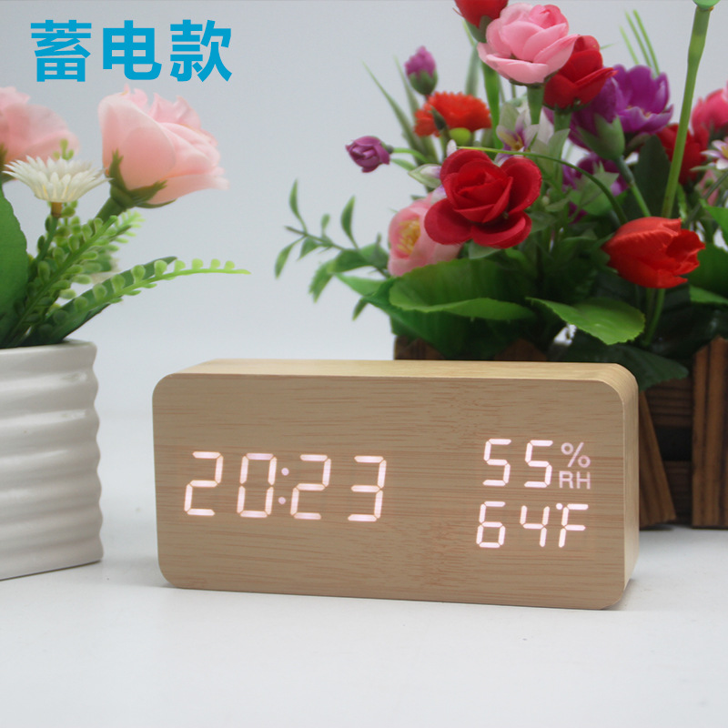 长方温湿度竹木白字（充电款）