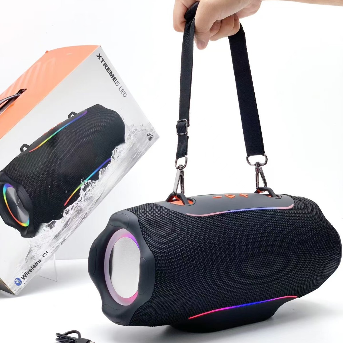 New 5th Generation War Drum XTREME5 LED Wireless Bluetooth Speaker Outdoor Handle RGB Light Dual Diaphragm Subwoofer
