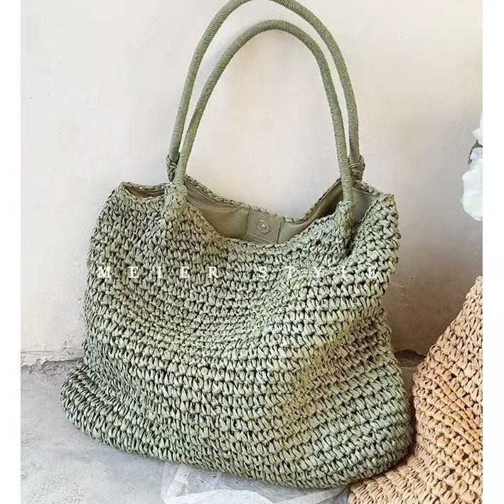 2025 spring and summer new straw bag women's simple handbag vacation shoulder bag women's bag