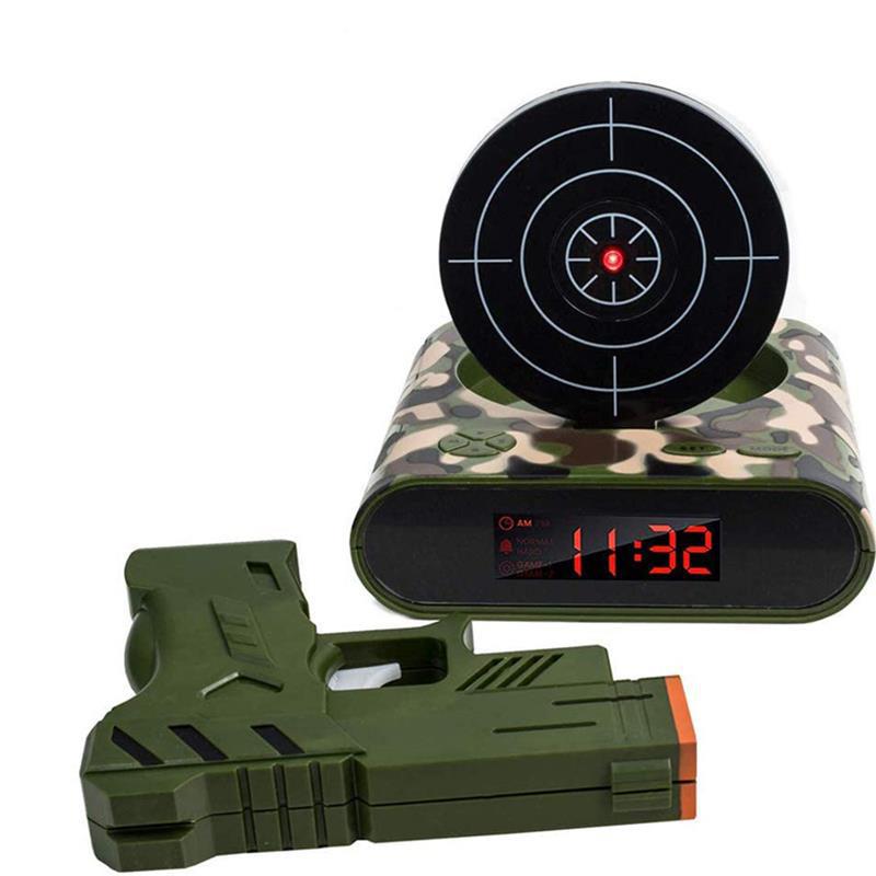 Lazy Wake-Up Shooting Target Alarm Clock Mini Infrared Shooting Digital LED Clock Bedroom Alarm Clock