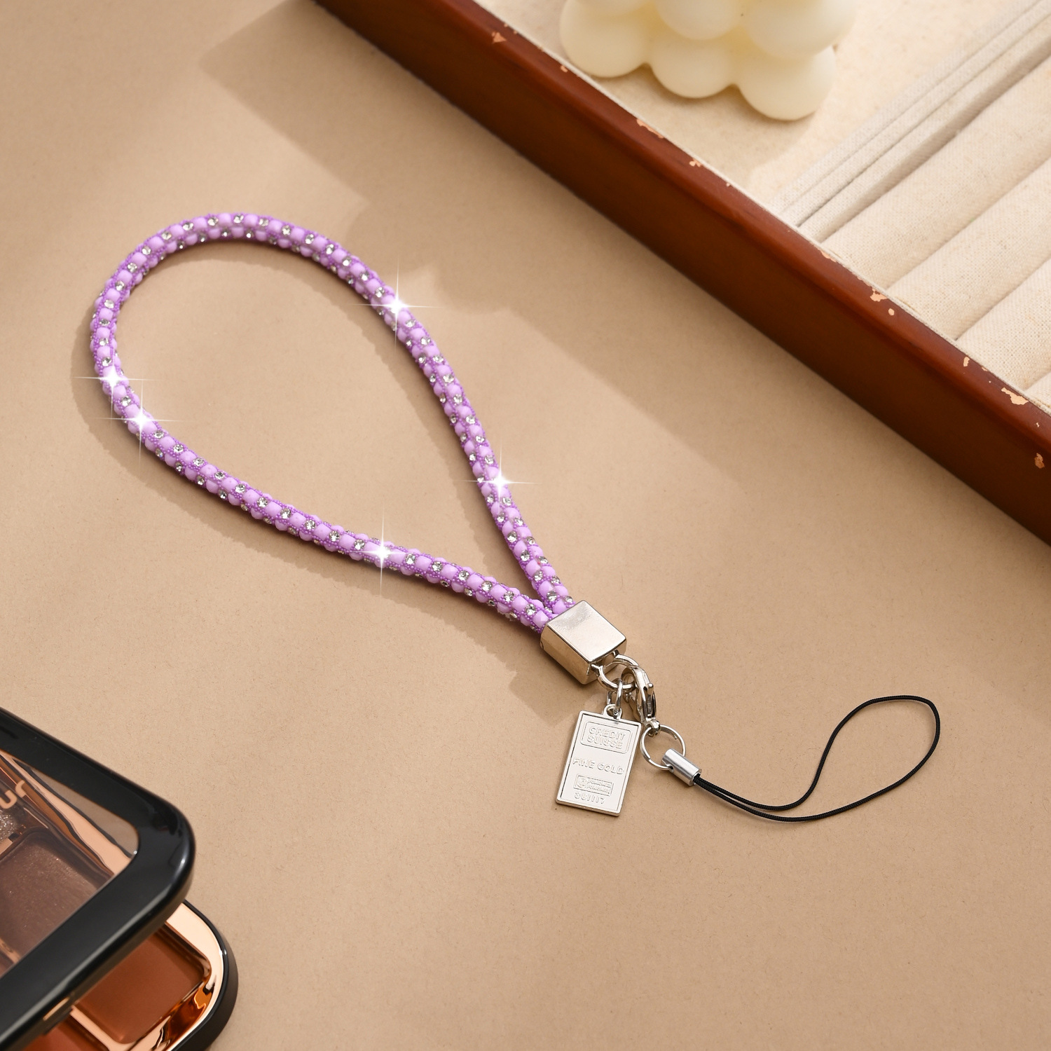 Mobile phone lanyard wrist full rhinestone lanyard hanging chain tag women pendant sturdy phone chain neck