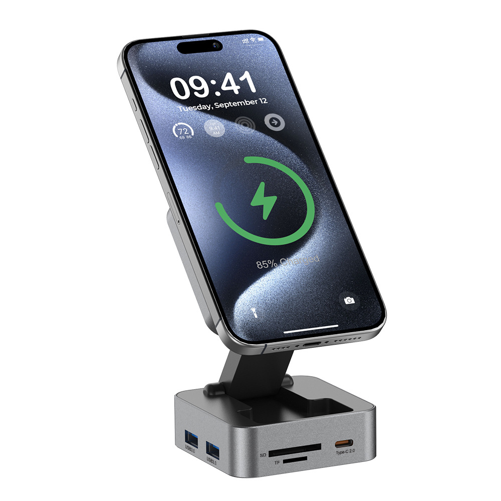 10-in-1 Wireless Magnetic Expansion Dock 15W Aluminum Alloy Wireless Fast Charging HUB External Phone Computer USB Hub