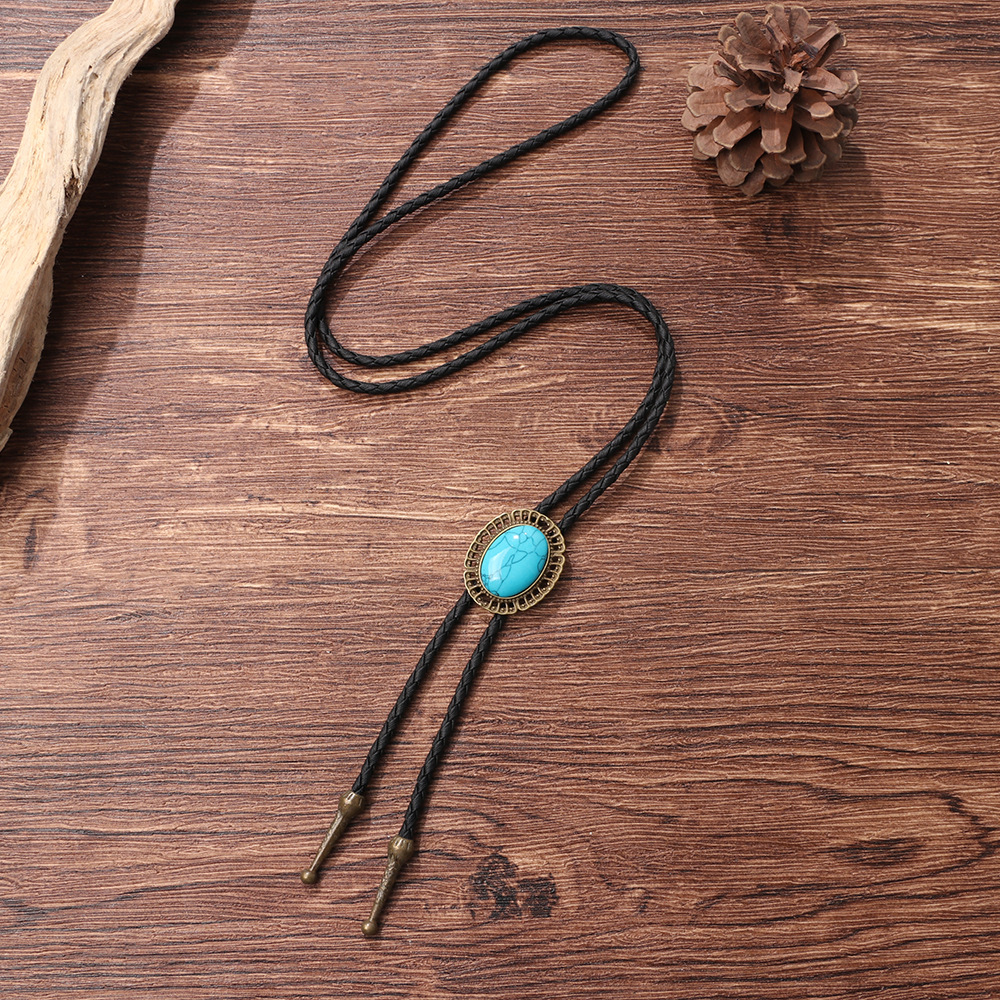 Turquoise Bolo Tie Pendant Men's Sweater Chain Western Cowboy Bolero Tie