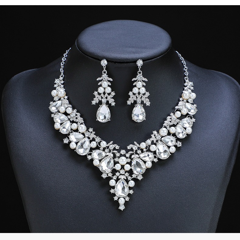 2022 New Necklace Set Women Two-Piece Alloy Elegant Bride Dress