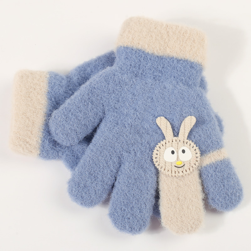 2021 New Children's Gloves Women Cute Cartoon Little Rabbit Autumn Winter Warm Cold-Proof Unisex Baby Knitted Gloves