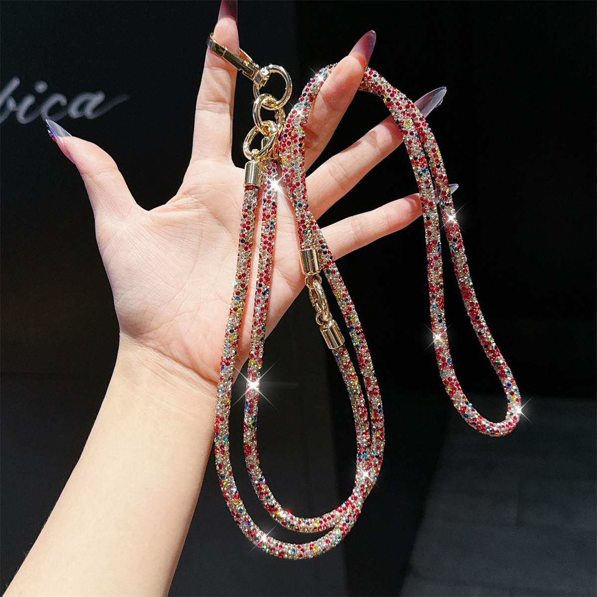 3-in-1 Rhinestone Crossbody Lanyard Luxury Full Diamond Strong Anti-loss Detachable Necklace Hand Chain Anti-loss
