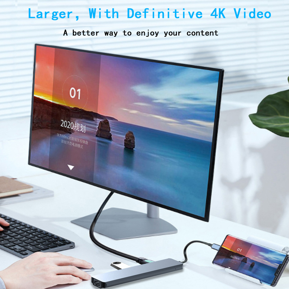 10-in-1 Docking Station Type-C to HDMI 4K 100M Ethernet Port Notebook Docking Station USB Hub