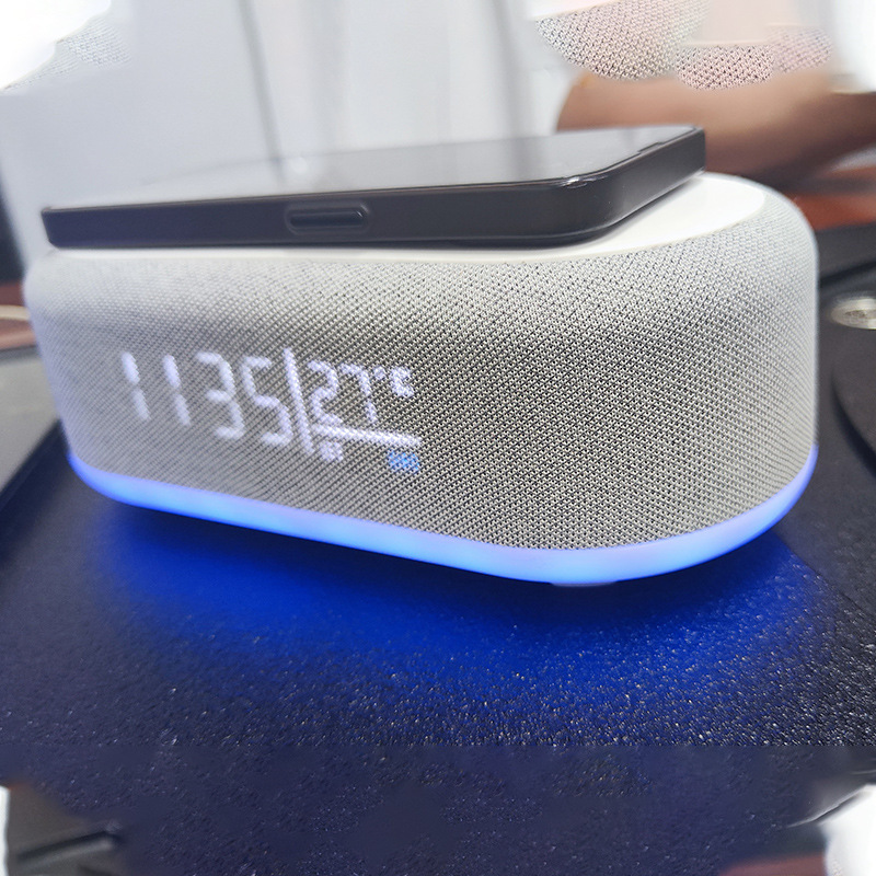 Colorful speaker clock alarm clock wireless charging multi-function Bluetooth wireless charger night light speaker wireless charger
