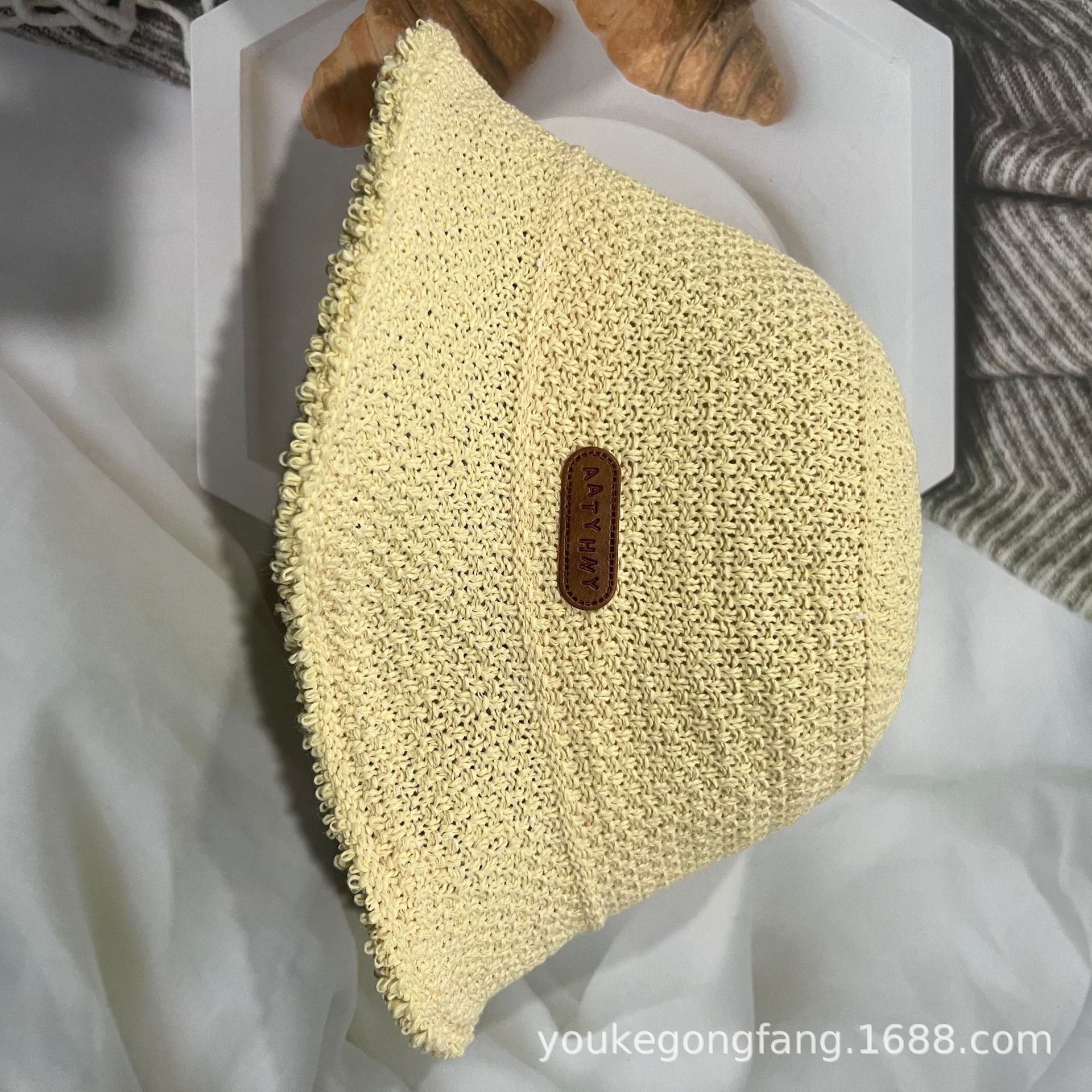 Women's Beach Hat Summer Thin Knit Sun Protection Fisherman Hat Sun Hat Women's Beach Hat