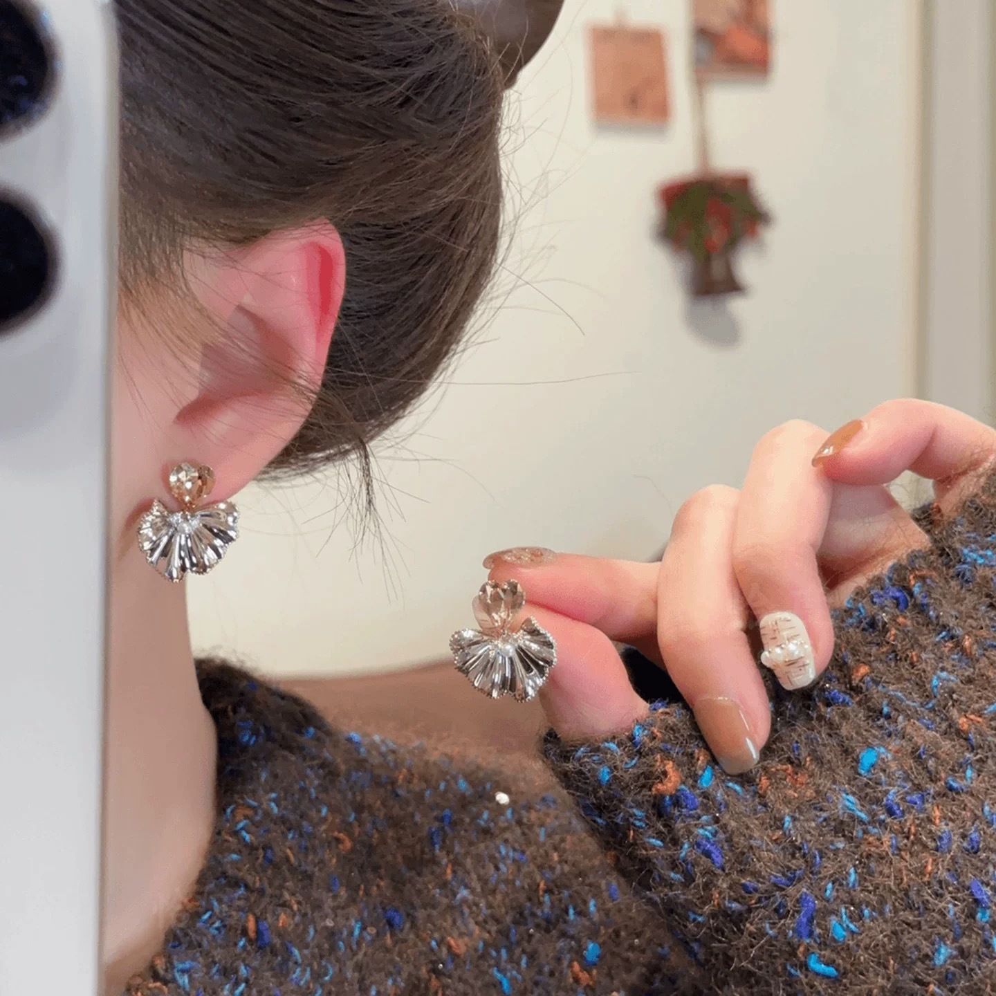 s925 silver pearl earrings for women, unique and beautiful ear accessories, ear drops