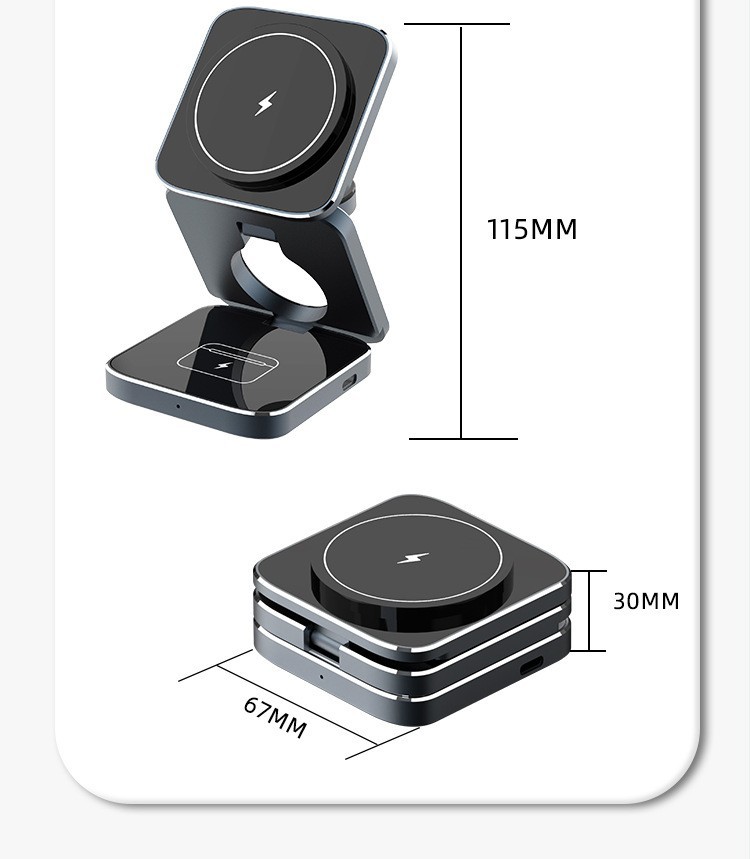 New Qi2 wireless charger aluminum alloy three-in-one magnetic wireless charger desktop phone stand wireless charger