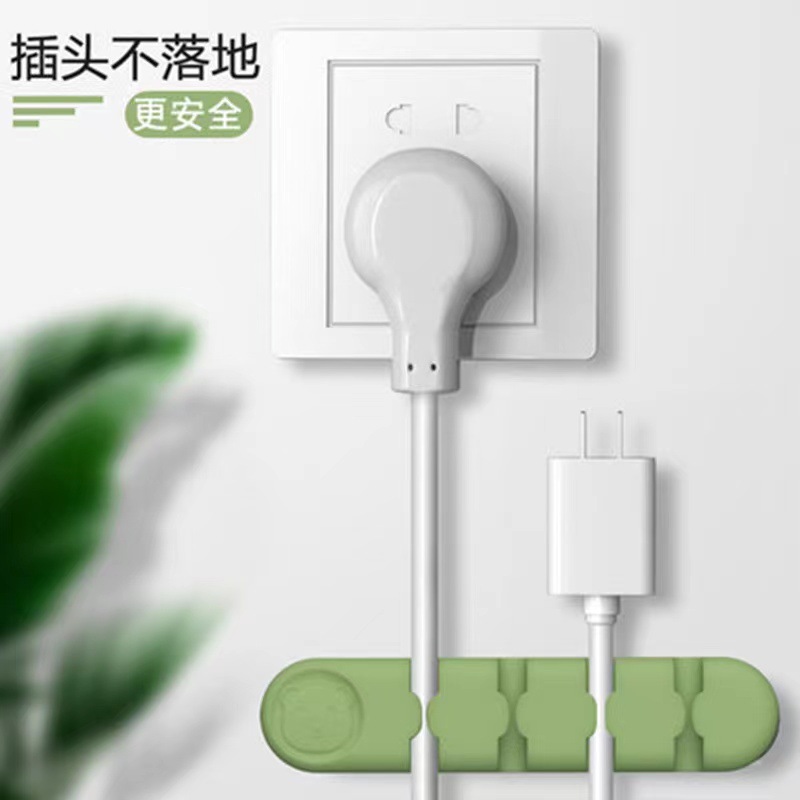Desktop adhesive cable organizer silicone wire organizing storage hub data cable winding bear storage