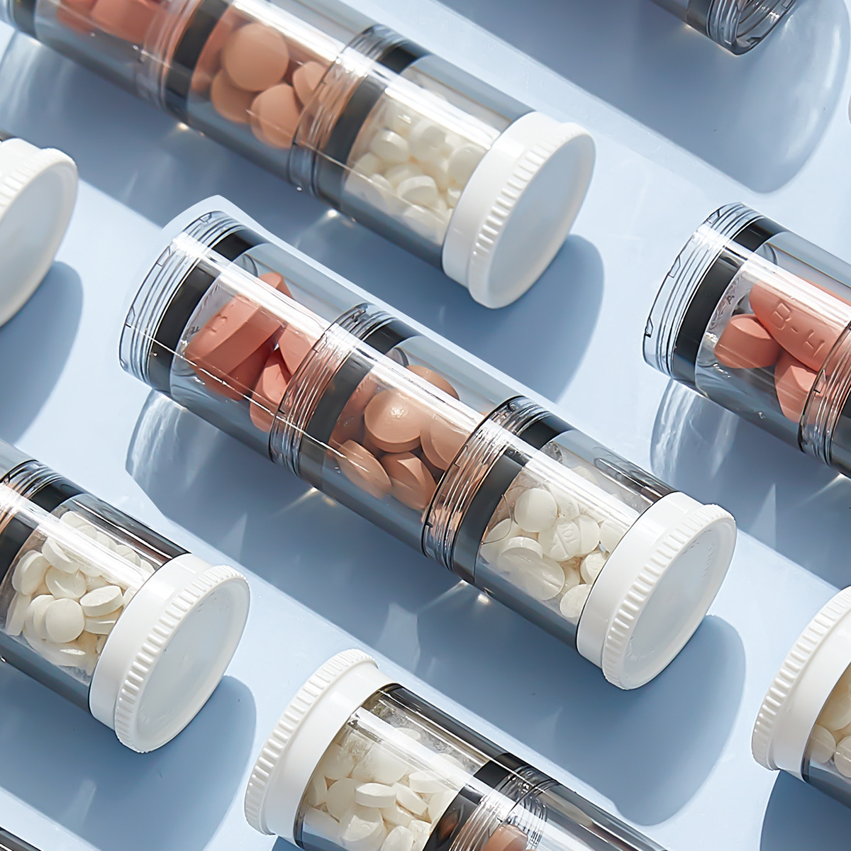 Portable large-capacity pill organizer, weekly medication storage box, portable small pill box combination set