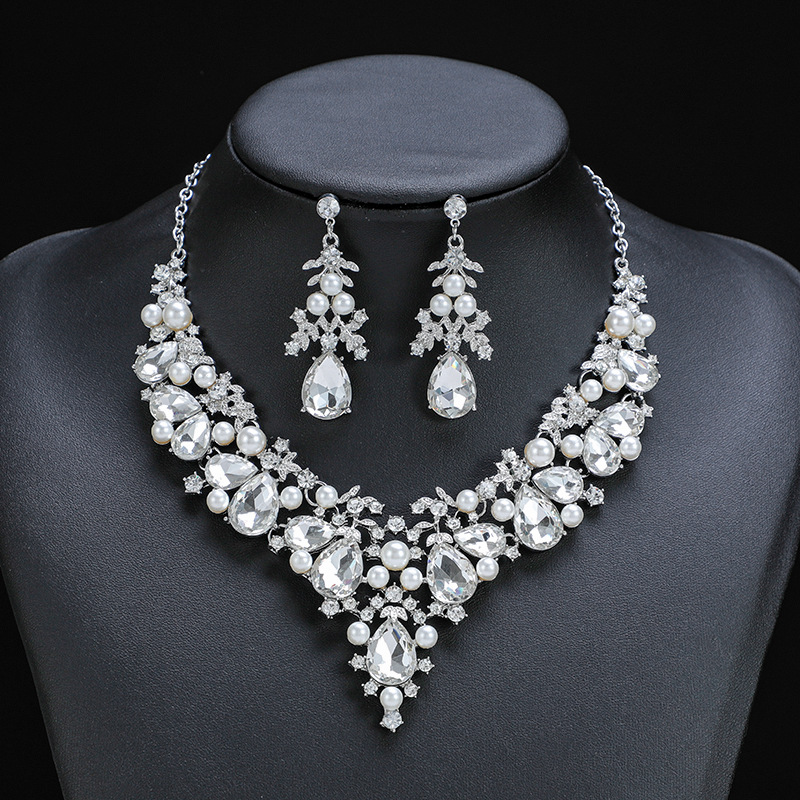 2022 New Necklace Set Women Two-Piece Alloy Elegant Bride Dress